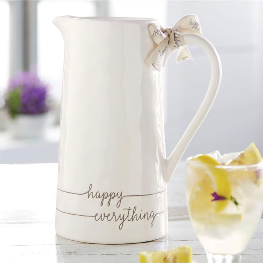 Coming Soon! NWT Happy Everything Ceramic pitcher